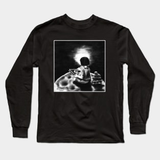 Girl reading a book in space Long Sleeve T-Shirt